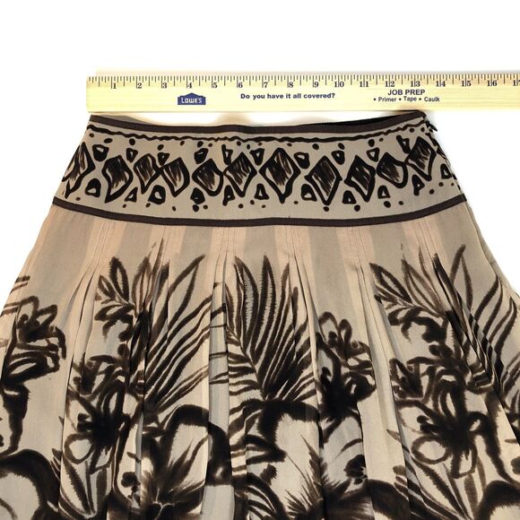 Y2K THE LIMITED Silk Chiffon Skirt Brown Floral Lined Flared Flowy Pleated Sz 0 - Picture 8 of 9